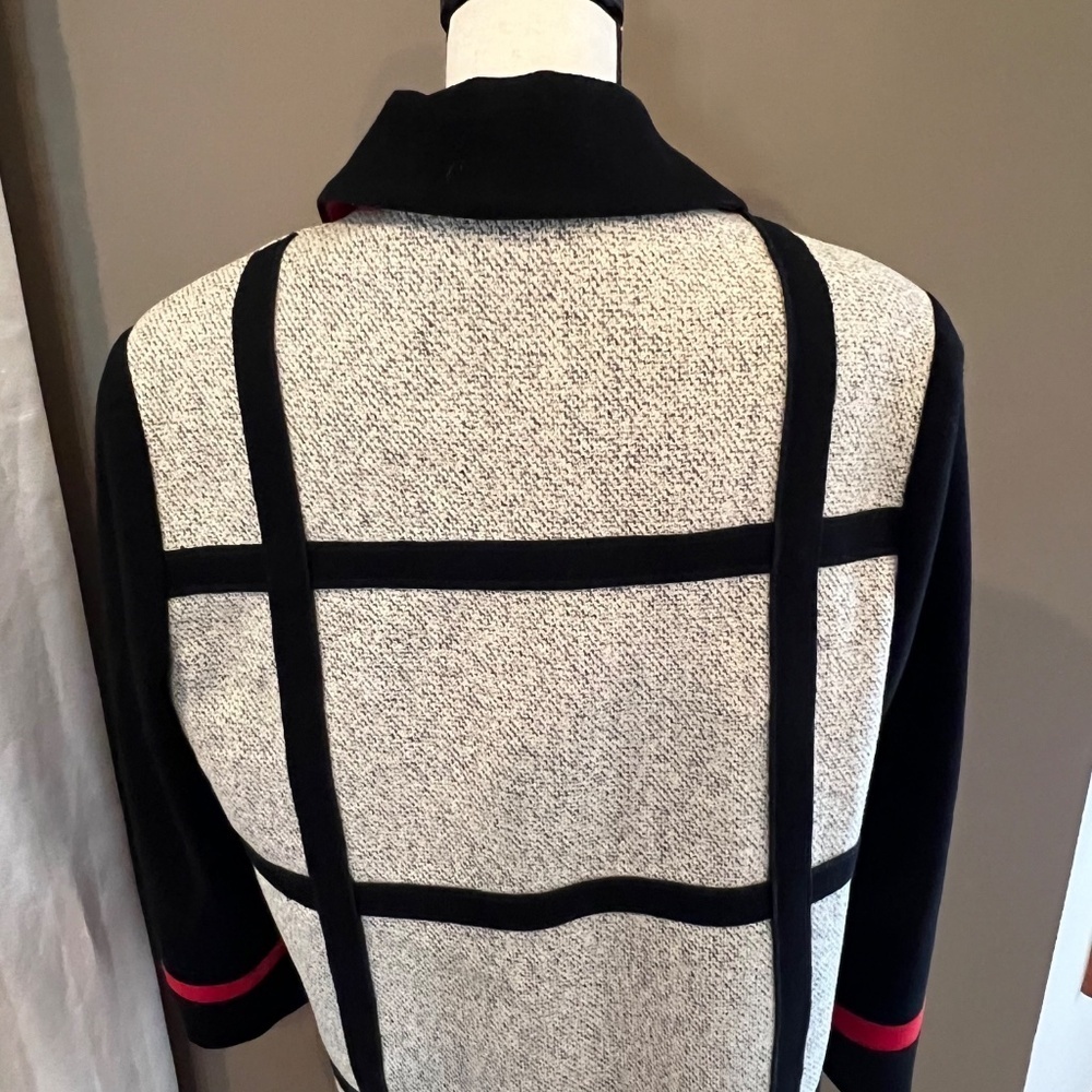 Women's Vintage Spencer Reid Wool Blend Coat, Cream, Red & Black, Size 8 - Picture 4 of 14